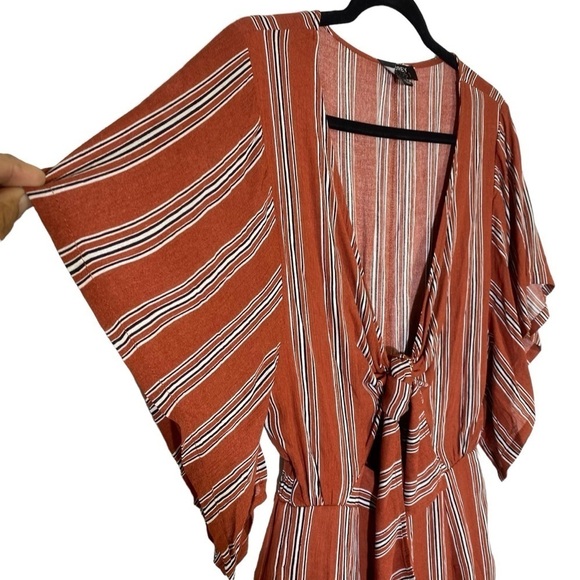 Audrey 3 Plus One Women S deep v-neck tie front flutter sleeve wide leg Jumpsuit - Picture 6 of 11